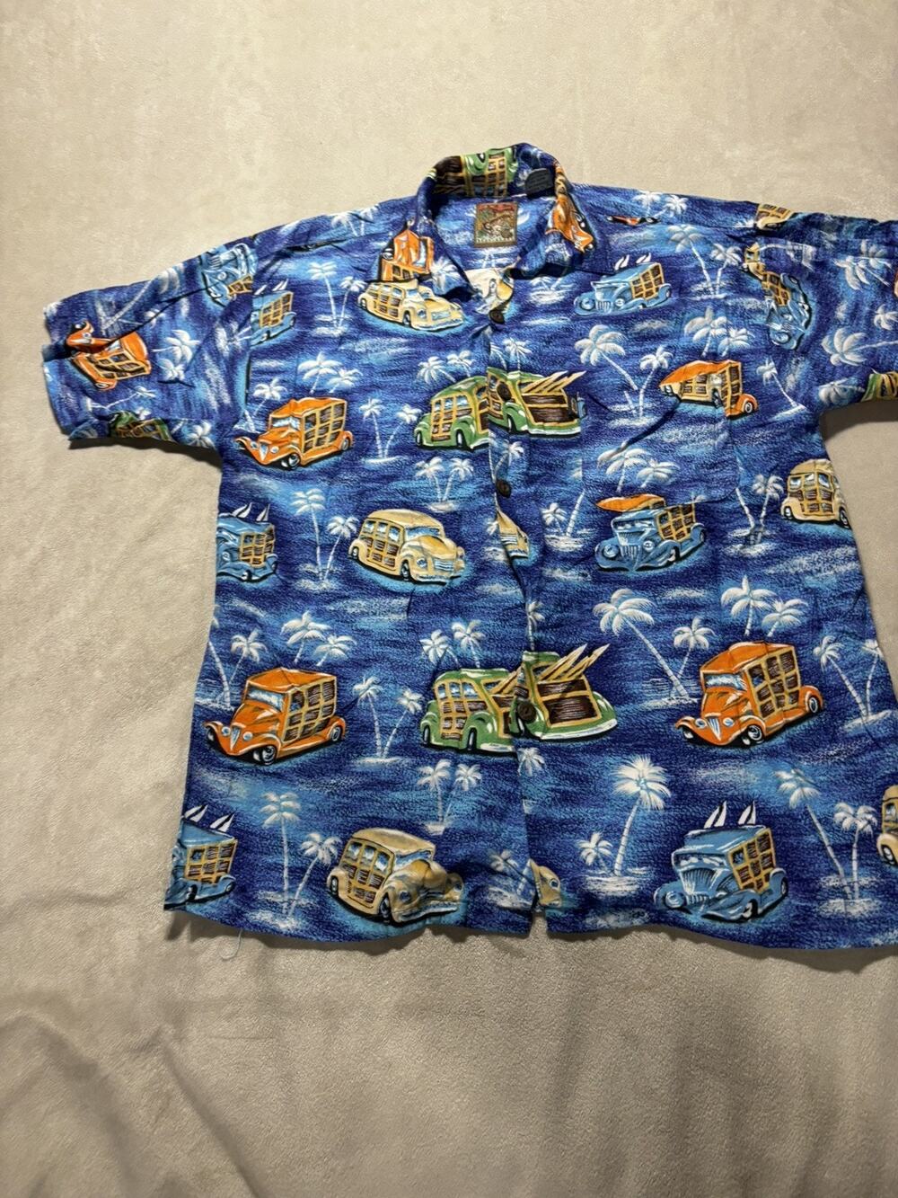 VINTAGE Pineapple Connection Hawaiian Island Palm trees Shirt Men Size Small Van